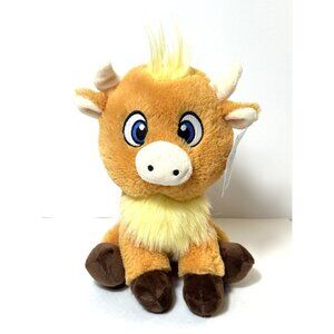 Classic Toy Co Highlander Cow Plush Stuffed Animal Toy Brown Yellow 11"